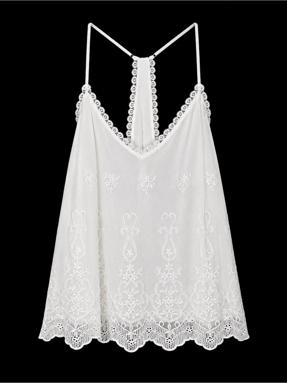 INC International Concepts White Lace-Trim Embroidered Chemise